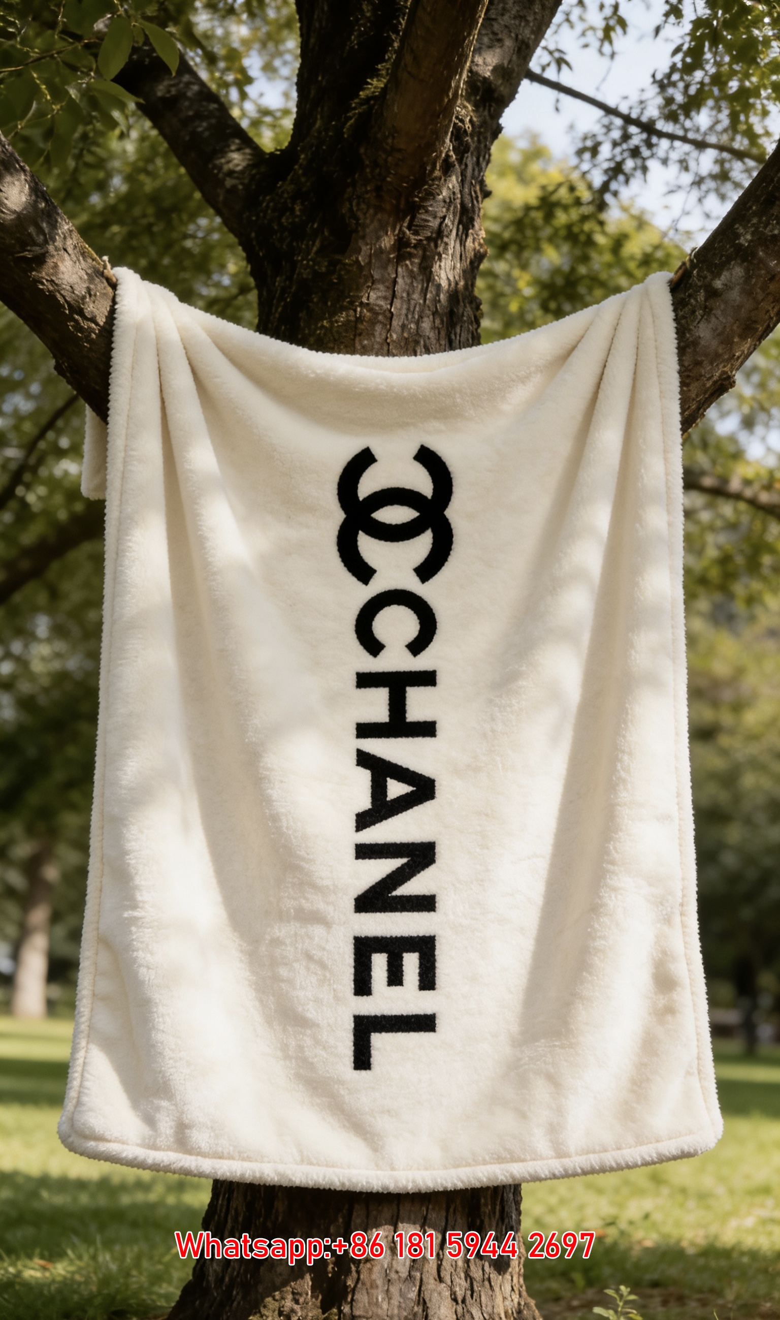 Chanel Vertical CC Logo Minimalist Flannel Throw Blanket IMG_6660